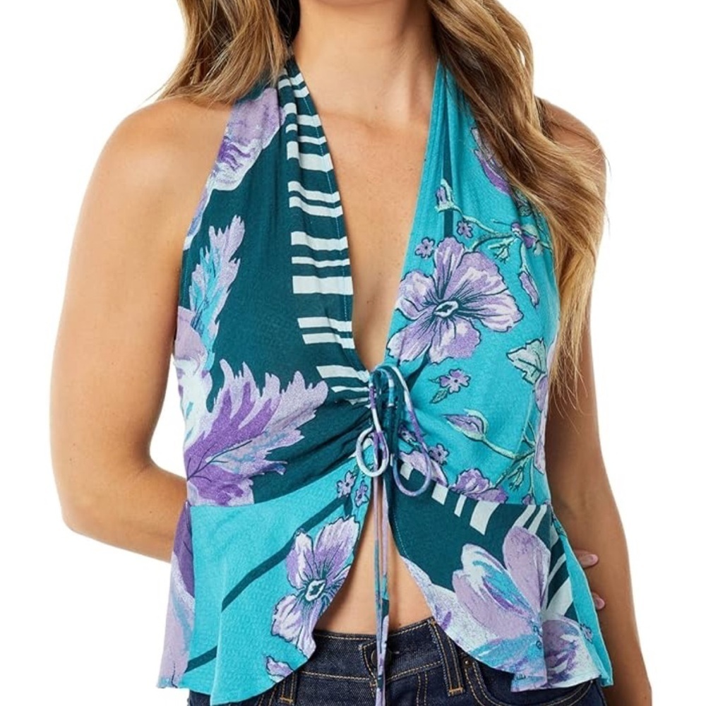 Free People Hot Tropics Halter Tank Top